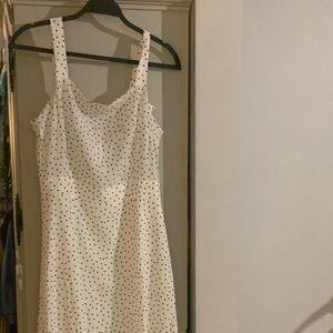 Elegant White Polka Dot Dress